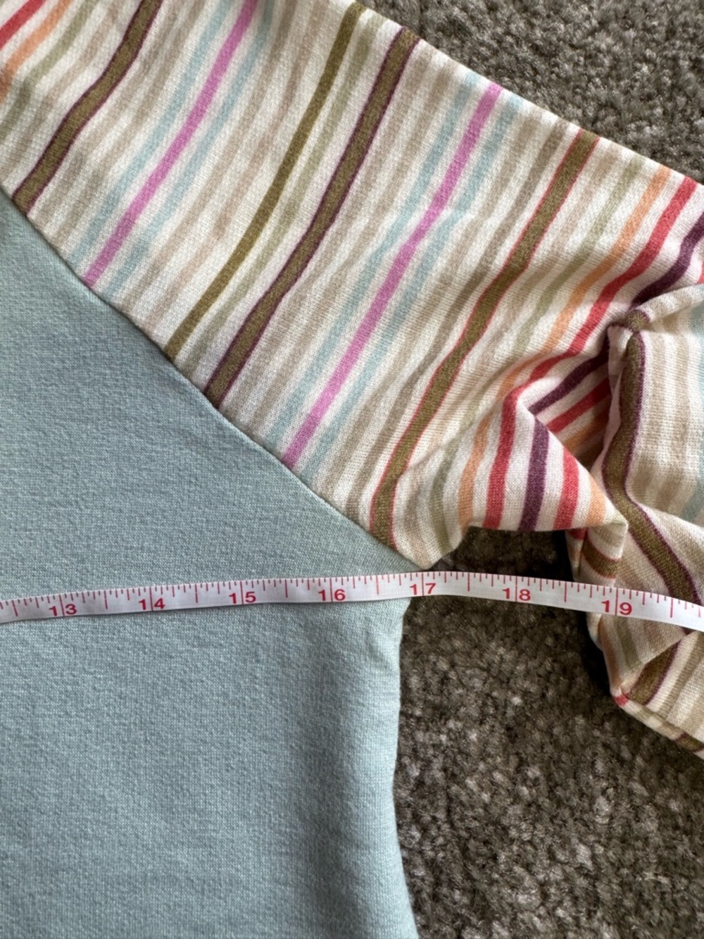 Mystree Mint Raglan Long-Sleeve Top with Striped Sleeves - size small - Picture 7 of 8